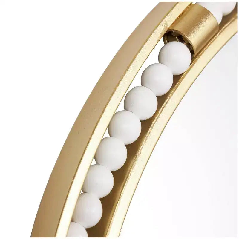 26"x26" Metal Wall Mirror with White Wood Beading Gold - Olivia & May: Luxury Glam Decor, No Assembly Required