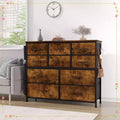 Clothes Dresser with 10 Drawers & Side Pockets Vertical Storage Organizer, TV Stand