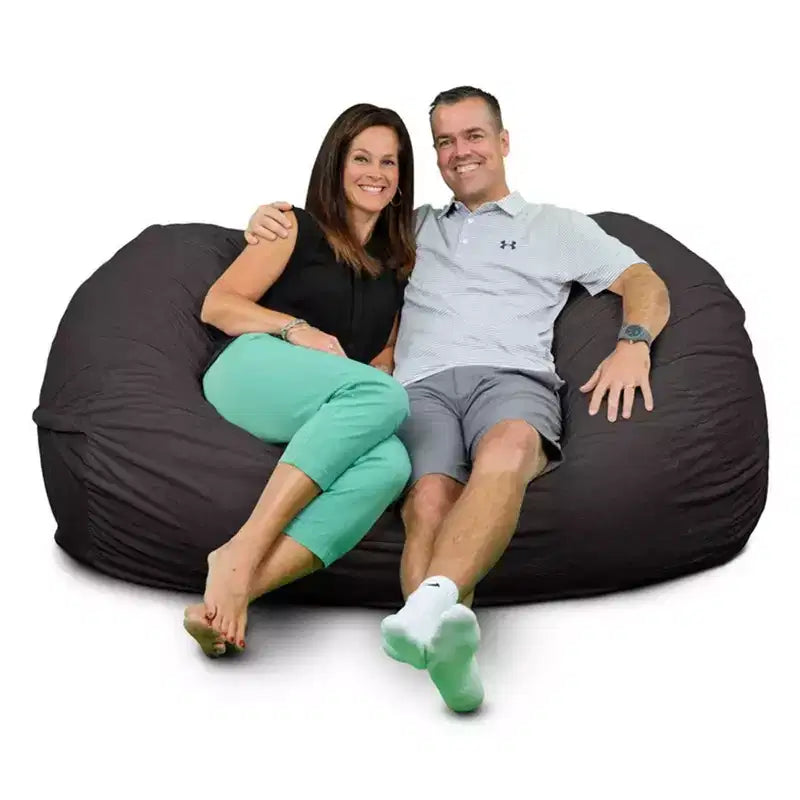 Ultimate Sack Lounger Bean Bag Chair, Oversized Comfortable Indoor Floor Loveseat, Giant Foam-Filled Furniture for Relaxing, Grey Suede