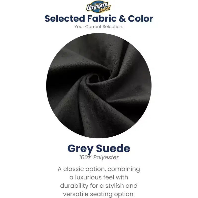 Ultimate Sack Lounger Bean Bag Chair, Oversized Comfortable Indoor Floor Loveseat, Giant Foam-Filled Furniture for Relaxing, Grey Suede