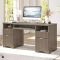 Bestier 59'' Executive Office Desk with Drawers, Computer Desk with Keyboard Tray, Business Desk Writing Workstation for Home Office with Open Shelves