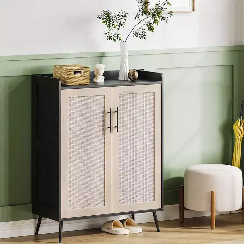 Whizmax 6-Tier Farmhouse Shoe Cabinet with Doors, 2 Adjustable Shelves & Metal Legs, Entryway Storage Organizer for Hallway/Living Room