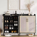 Whizmax 6-Tier Farmhouse Shoe Cabinet with Doors, 2 Adjustable Shelves & Metal Legs, Entryway Storage Organizer for Hallway/Living Room
