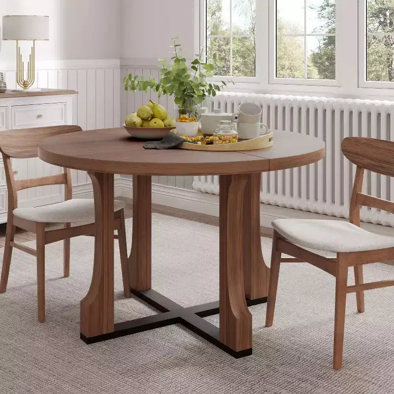 Vatros Wooden Dining Table Round Dining Table for 4
