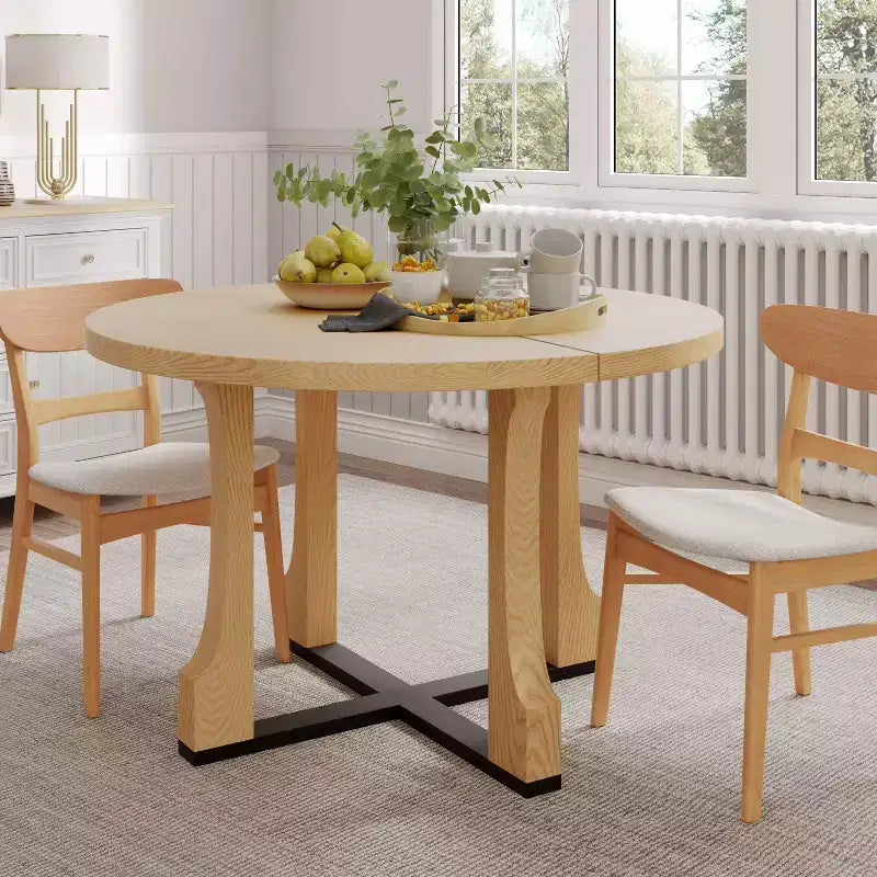 Vatros Wooden Dining Table Round Dining Table for 4