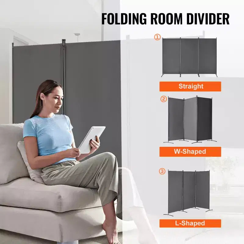 VEVOR Room Divider, 3 Panel Room Divider, Folding Privacy Screen and Portable Partition Divider for Room Separation, Freestanding Room Partitions
