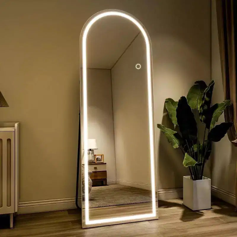 26x65 LED Arched Full-Length Mirror with LED Lights, Standing Mirror for Bedroom, Wall-Mounted Full-Length Mirror, A-Mirror