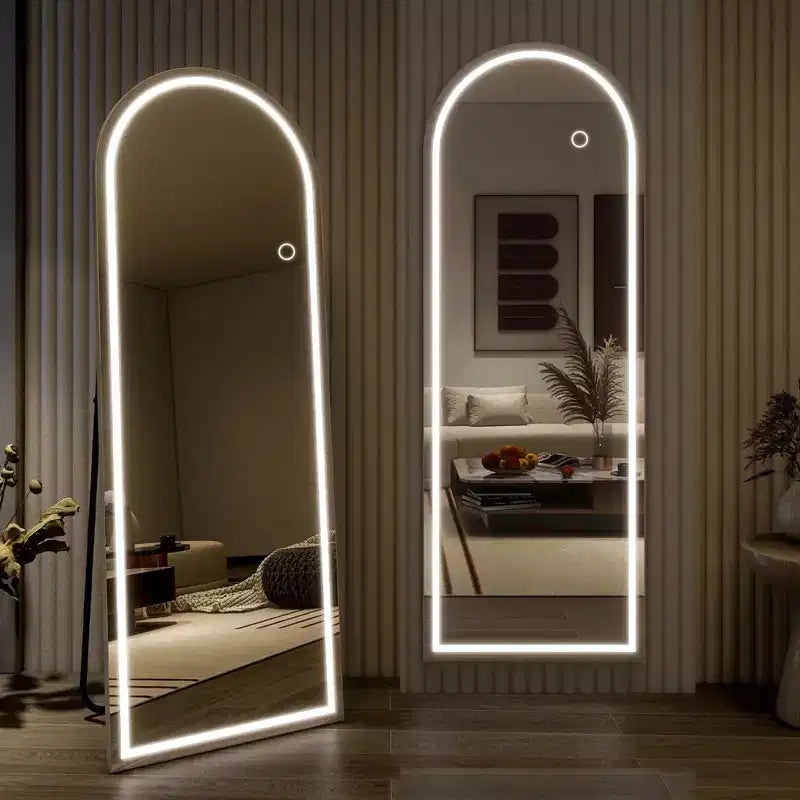 26x65 LED Arched Full-Length Mirror with LED Lights, Standing Mirror for Bedroom, Wall-Mounted Full-Length Mirror, A-Mirror