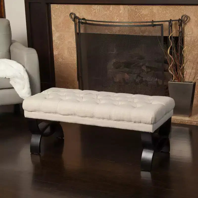 GDFStudio Jaymee Contemporary Tufted Fabric Upholstered Ottoman Bench