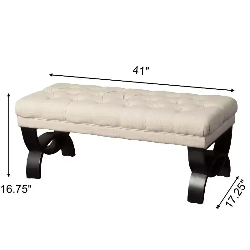 GDFStudio Jaymee Contemporary Tufted Fabric Upholstered Ottoman Bench