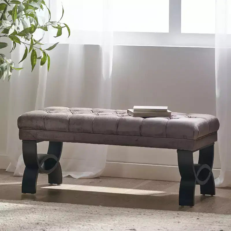 GDFStudio Jaymee Contemporary Tufted Fabric Upholstered Ottoman Bench