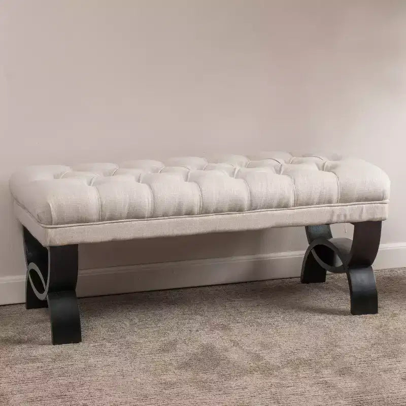 GDFStudio Jaymee Contemporary Tufted Fabric Upholstered Ottoman Bench