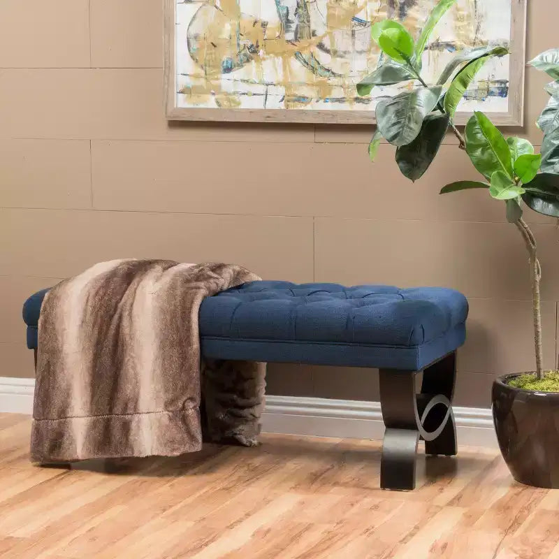 GDFStudio Jaymee Contemporary Tufted Fabric Upholstered Ottoman Bench
