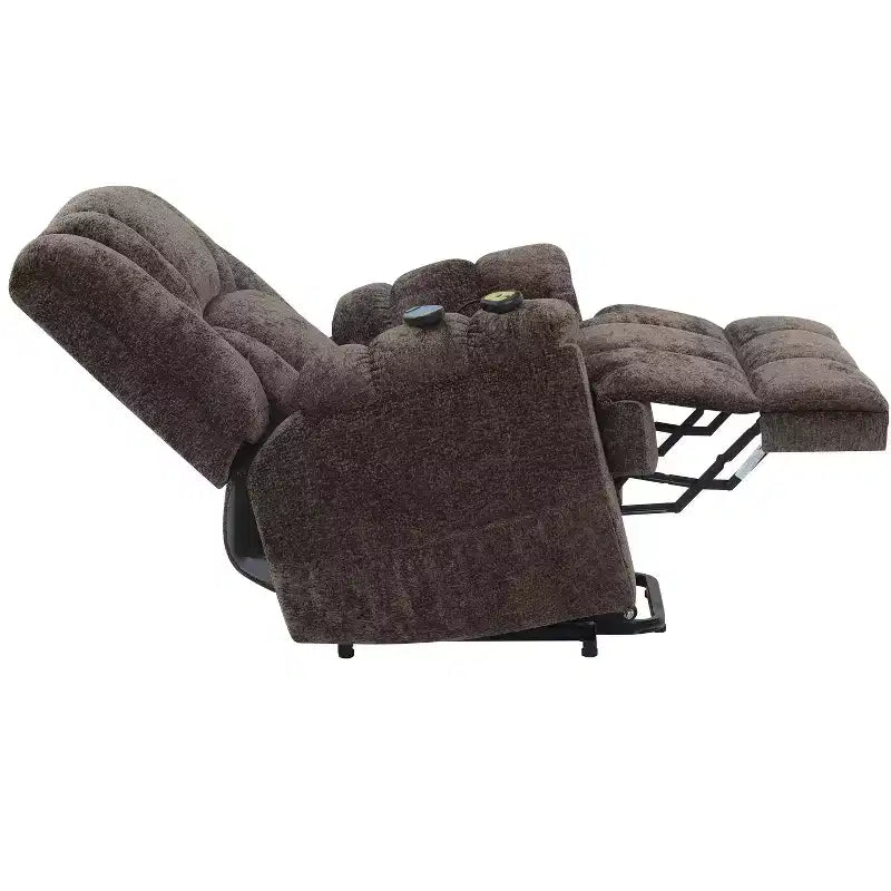Okak Leather Accent Recliner Chair with Lift Heating and Massage Function Modern Power Motion Recliner for Living Room Reading Room