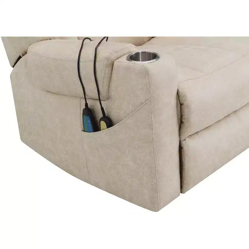 Okak Leather Accent Recliner Chair with Lift Heating and Massage Function Modern Power Motion Recliner for Living Room Reading Room