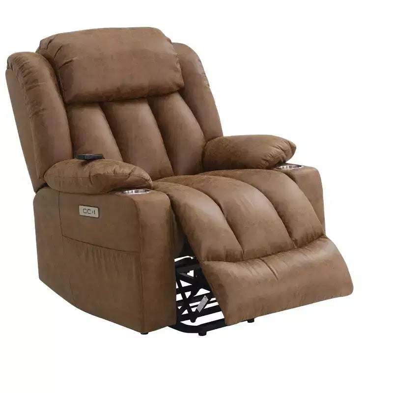 Okak Leather Accent Recliner Chair with Lift Heating and Massage Function Modern Power Motion Recliner for Living Room Reading Room