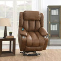 Okak Leather Accent Recliner Chair with Lift Heating and Massage Function Modern Power Motion Recliner for Living Room Reading Room