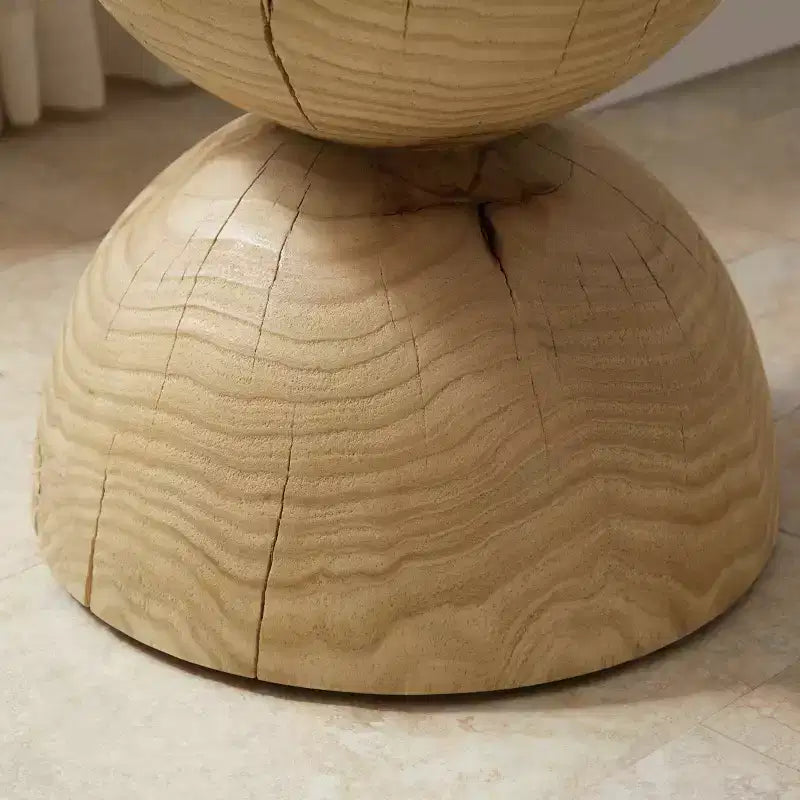 Art Leon Solid Pine Wood Round End Table with Hourglass Design, Living Room Side Table