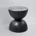 Art Leon Solid Pine Wood Round End Table with Hourglass Design, Living Room Side Table