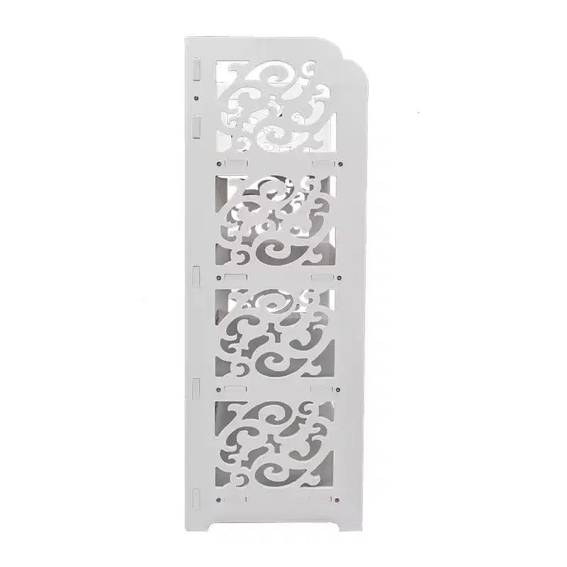 Karl Home | Wood-plastic Board Four Tiers Carved Shoe Rack White