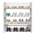 Karl Home | Wood-plastic Board Four Tiers Carved Shoe Rack White