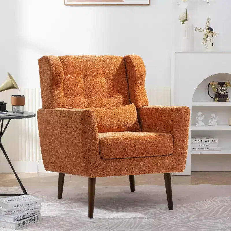 Okak Accent Chairs for Bedroom, Mid Century Modern Accent Chair, Teddy Fabric Chairs Comfy Reading Chair, Lounge Arm Chairs Armchair