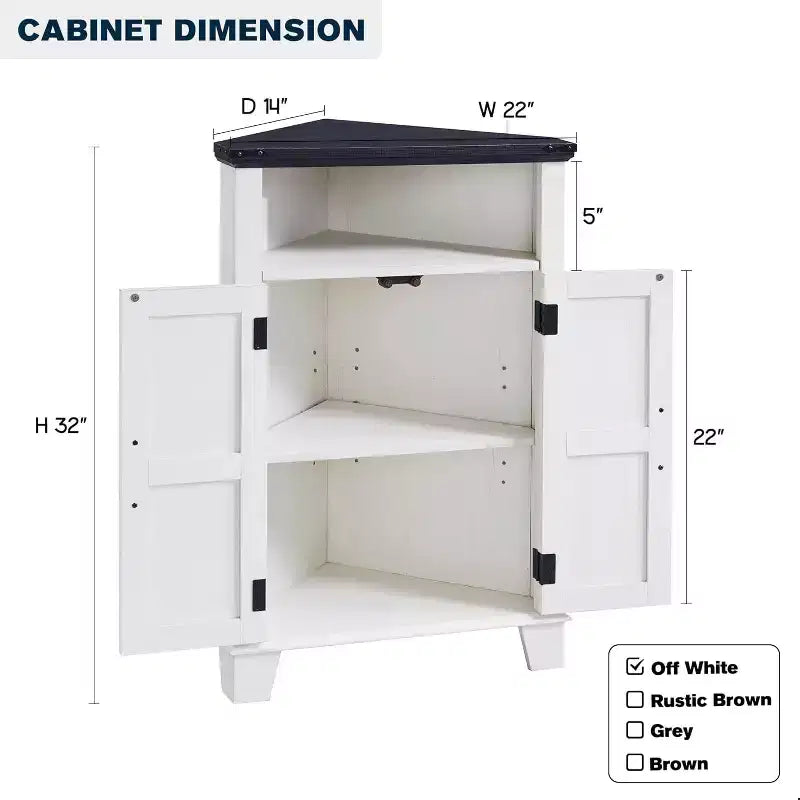 Bathroom Corner Cabinet with Barn Door & Adjustable Shelf, Farmhouse Small Storage Cabinet for Bathroom, Living Room