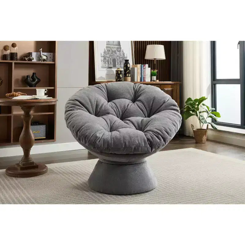 Okak Chenille Oversized Swivel Accent Chair for Bedroom,Comfy Papasan Chair for Living Room,Apartment