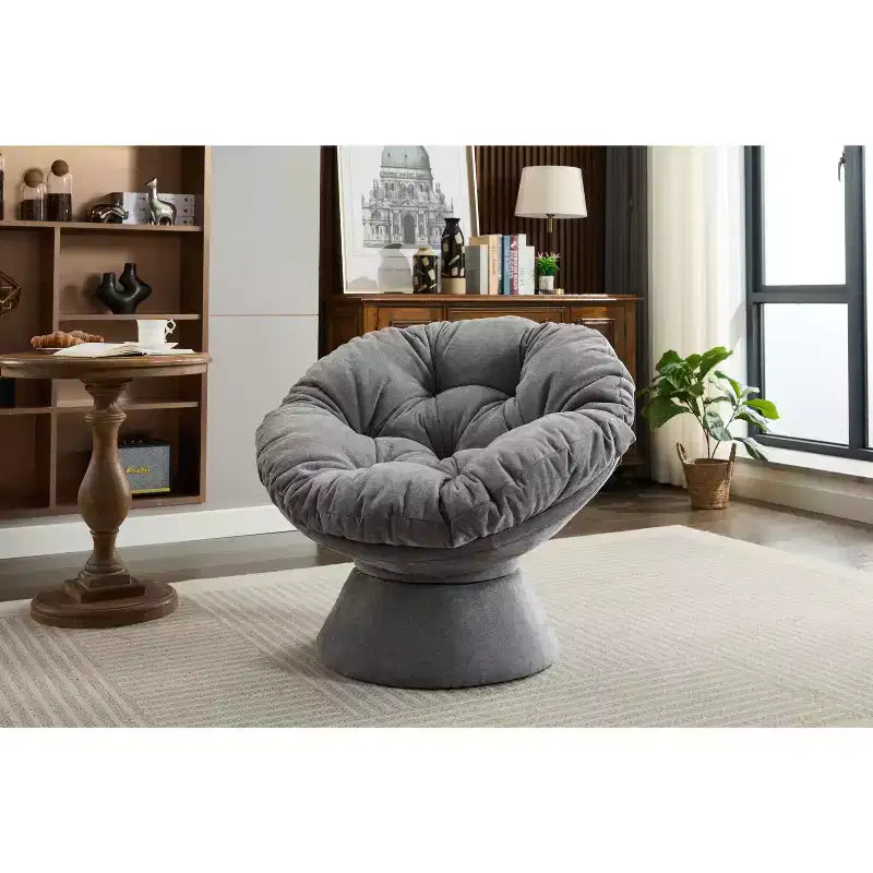 Okak Chenille Oversized Swivel Accent Chair for Bedroom,Comfy Papasan Chair for Living Room,Apartment