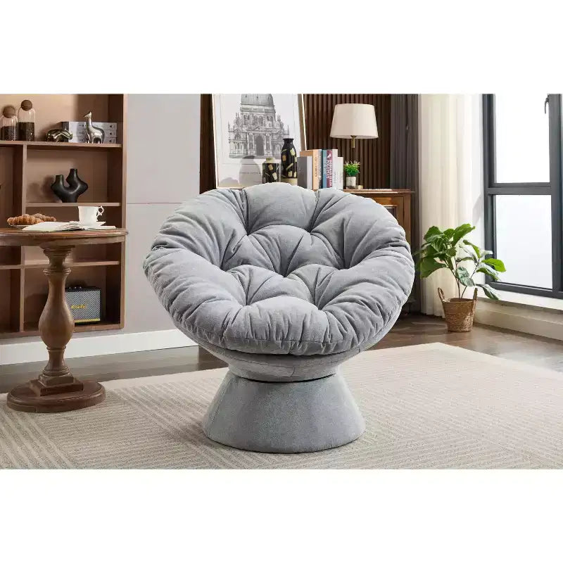 Okak Chenille Oversized Swivel Accent Chair for Bedroom,Comfy Papasan Chair for Living Room,Apartment