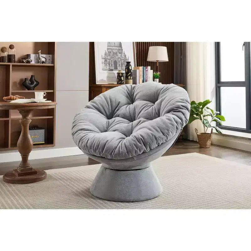 Okak Chenille Oversized Swivel Accent Chair for Bedroom,Comfy Papasan Chair for Living Room,Apartment