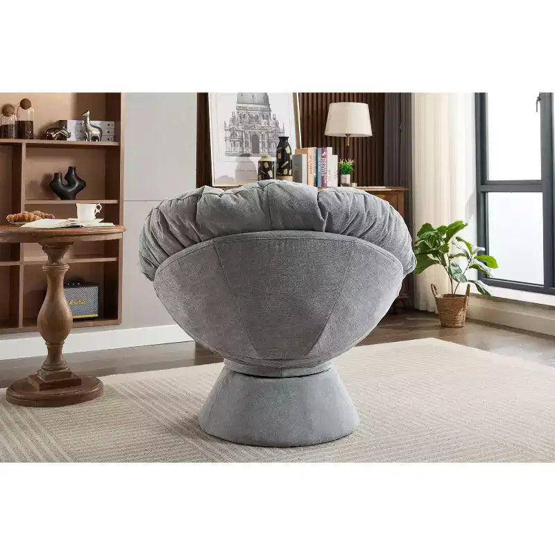 Okak Chenille Oversized Swivel Accent Chair for Bedroom,Comfy Papasan Chair for Living Room,Apartment