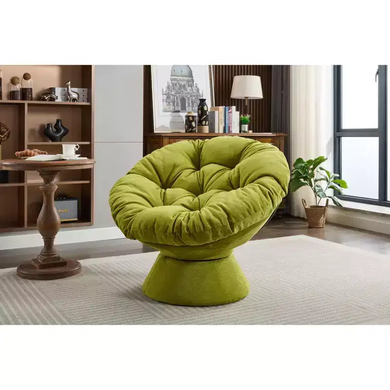 Okak Chenille Oversized Swivel Accent Chair for Bedroom,Comfy Papasan Chair for Living Room,Apartment