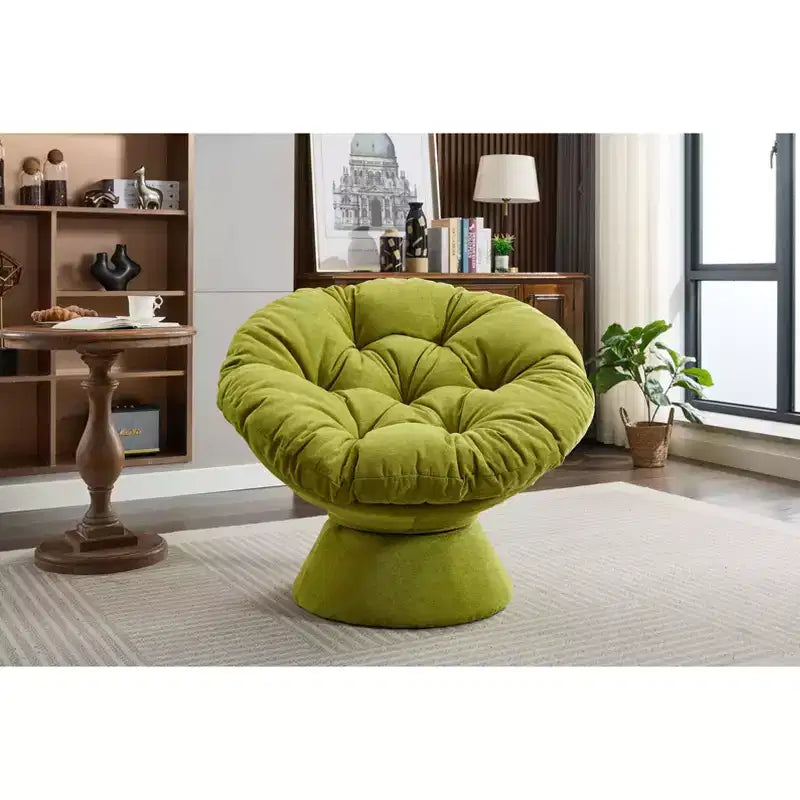 Okak Chenille Oversized Swivel Accent Chair for Bedroom,Comfy Papasan Chair for Living Room,Apartment