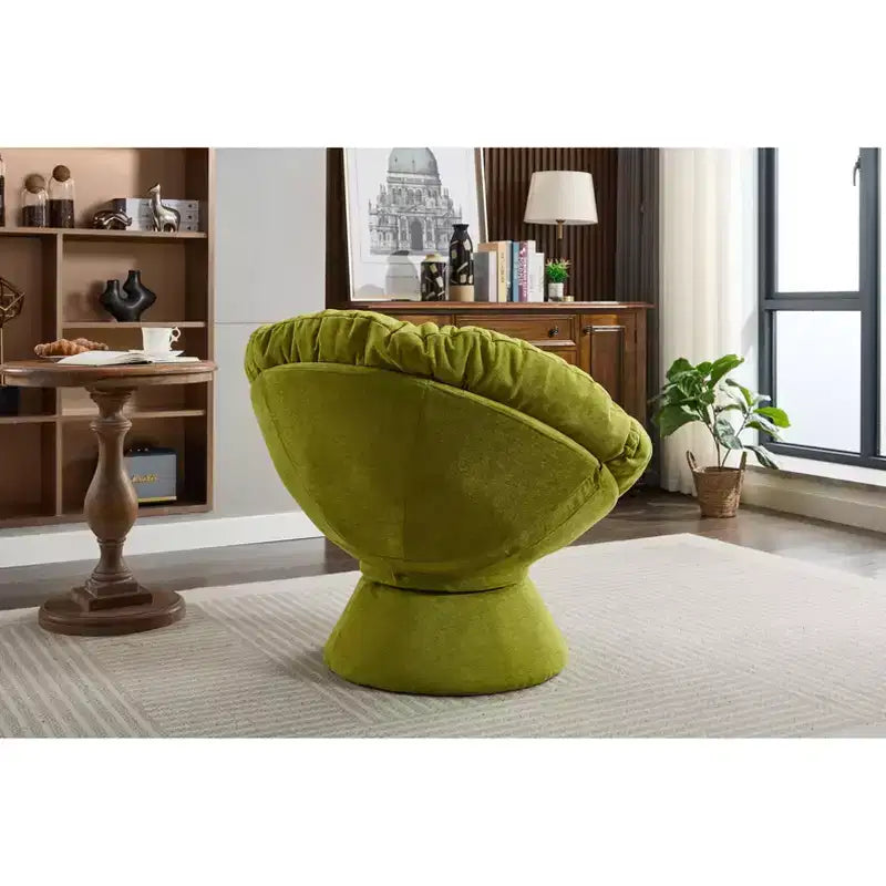 Okak Chenille Oversized Swivel Accent Chair for Bedroom,Comfy Papasan Chair for Living Room,Apartment