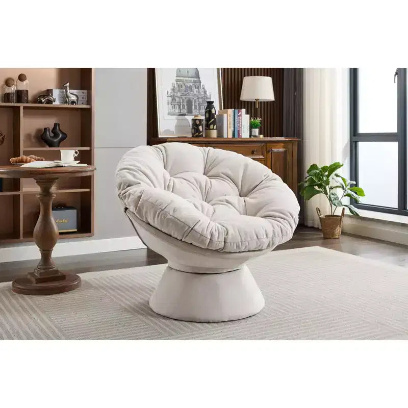 Okak Chenille Oversized Swivel Accent Chair for Bedroom,Comfy Papasan Chair for Living Room,Apartment
