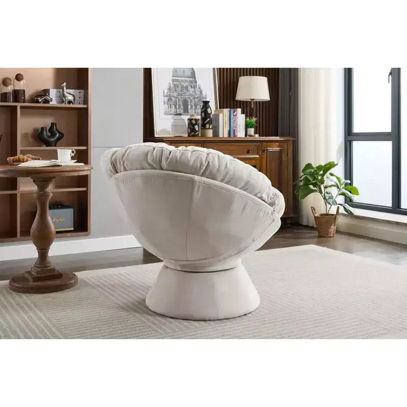 Okak Chenille Oversized Swivel Accent Chair for Bedroom,Comfy Papasan Chair for Living Room,Apartment