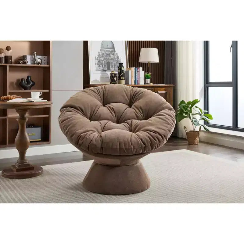 Okak Chenille Oversized Swivel Accent Chair for Bedroom,Comfy Papasan Chair for Living Room,Apartment
