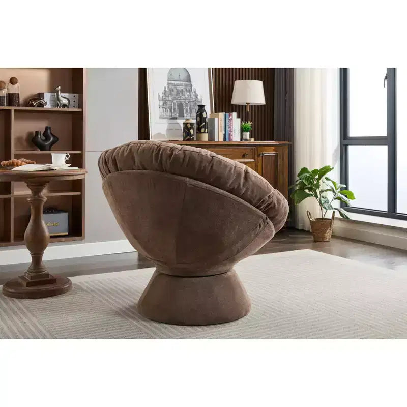 Okak Chenille Oversized Swivel Accent Chair for Bedroom,Comfy Papasan Chair for Living Room,Apartment