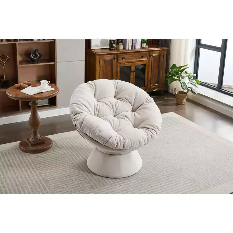 Okak Chenille Oversized Swivel Accent Chair for Bedroom,Comfy Papasan Chair for Living Room,Apartment
