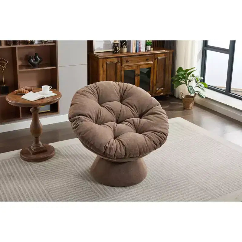Okak Chenille Oversized Swivel Accent Chair for Bedroom,Comfy Papasan Chair for Living Room,Apartment