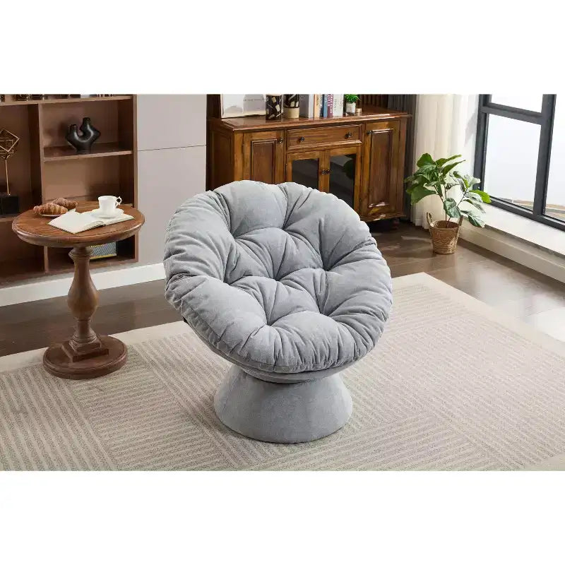 Okak Chenille Oversized Swivel Accent Chair for Bedroom,Comfy Papasan Chair for Living Room,Apartment