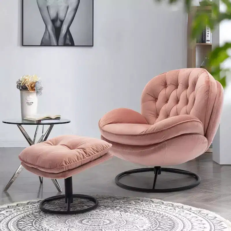 Okak Modern Accent Chairs for Bedroom with Ottoman, Accent Leisure Chair with Cushioned Seat