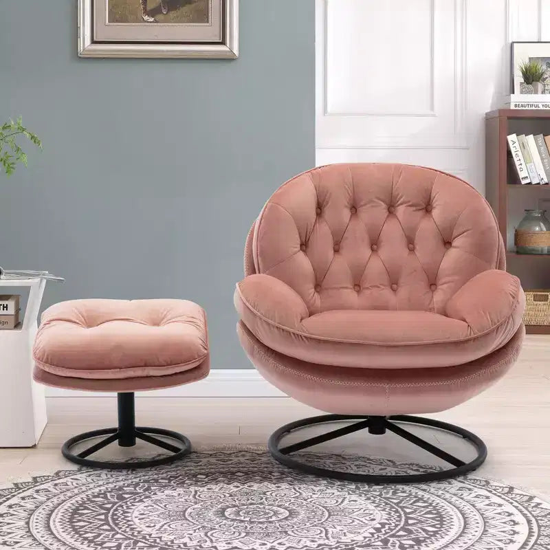 Okak Modern Accent Chairs for Bedroom with Ottoman, Accent Leisure Chair with Cushioned Seat