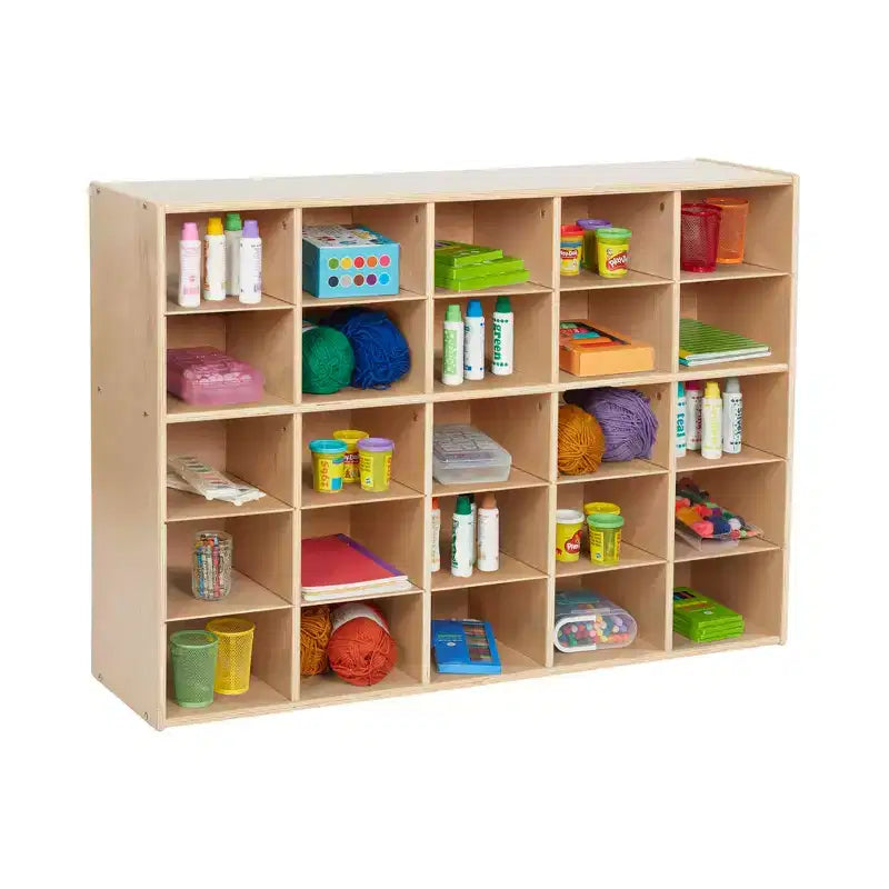ECR4Kids Streamline 25 Cubby Tray Storage Cabinet, 5x5, Classroom Furniture