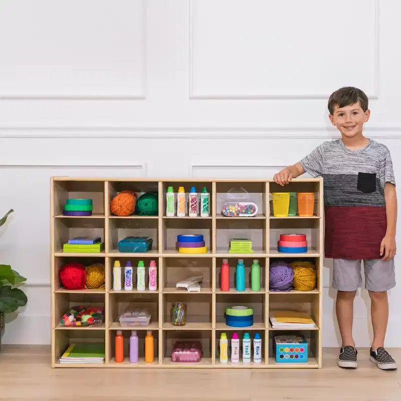 ECR4Kids Streamline 25 Cubby Tray Storage Cabinet, 5x5, Classroom Furniture