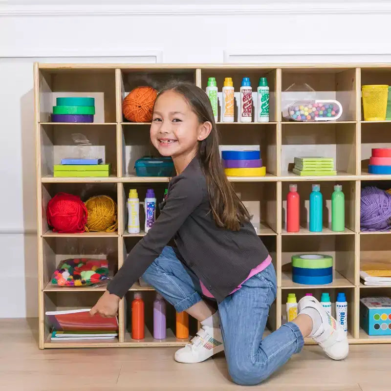 ECR4Kids Streamline 25 Cubby Tray Storage Cabinet, 5x5, Classroom Furniture