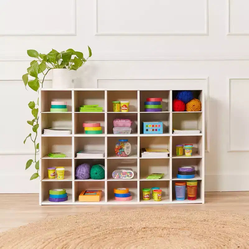 ECR4Kids Streamline 25 Cubby Tray Storage Cabinet, 5x5, Classroom Furniture