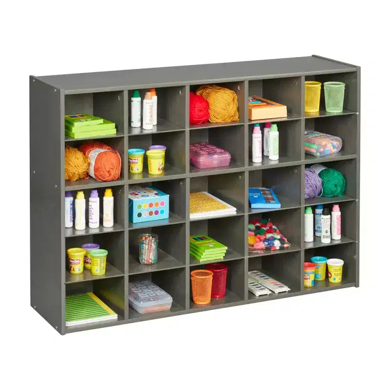 ECR4Kids Streamline 25 Cubby Tray Storage Cabinet, 5x5, Classroom Furniture