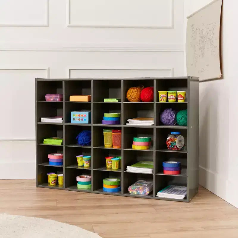 ECR4Kids Streamline 25 Cubby Tray Storage Cabinet, 5x5, Classroom Furniture